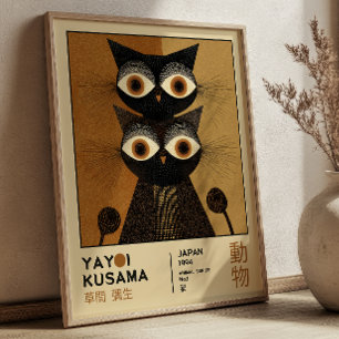 Yayoi Kusama Svarta Katter Japansk Utställning Poster