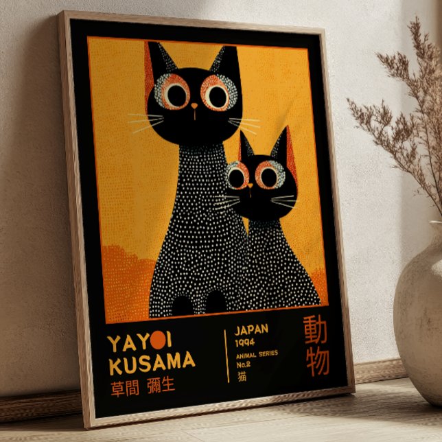 Yayoi Kusama Svarta Katter Retro Utställning Affis Poster (Skapare uppladdad)