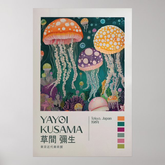 Yayoi Kusama Utställning Poster, Japandi Affisch (Framsidan)