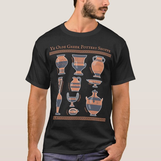 Ye Olde Greece Pottery Shoppe: Roligt Ancient Jugs T Shirt (Framsida)