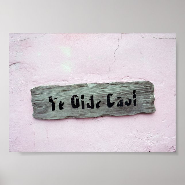 Ye Olde Jail Sign, Grönt Turtle Cay, Bahamas Poster (Framsidan)