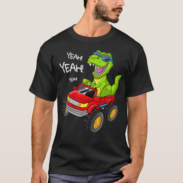 Yeah TRe Monster Truck  Birthday Boy Dinosaur Dino T Shirt (Framsida)