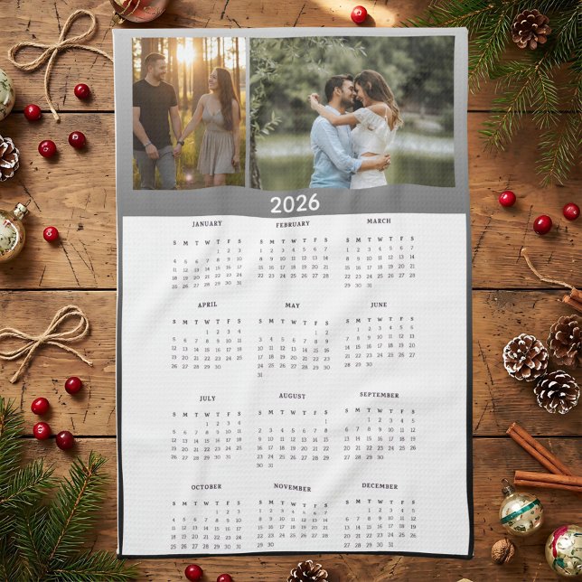 Year 2026 Custom Photo Calendar Kitchen Towel Kökshandduk (Skapare uppladdad)
