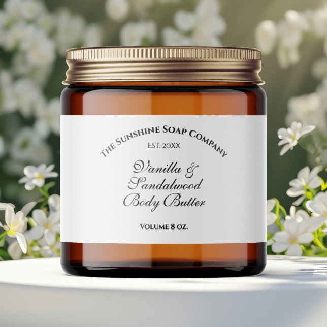 Year Established White Body Butter Jar Label Vattenflaska Etikett (Skapare uppladdad)