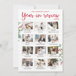 Year in Review Christmas Card Monthly Photos Inbjudningar