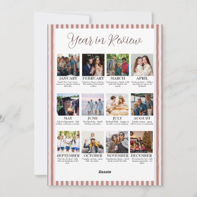 Year in Review Christmas with Arch Photo & Red Bow Julkort (Baksida)