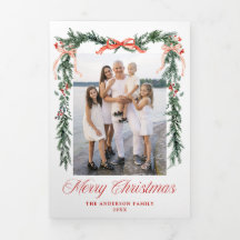 Year in Review Red Ribbon Greenery Christmas Photo