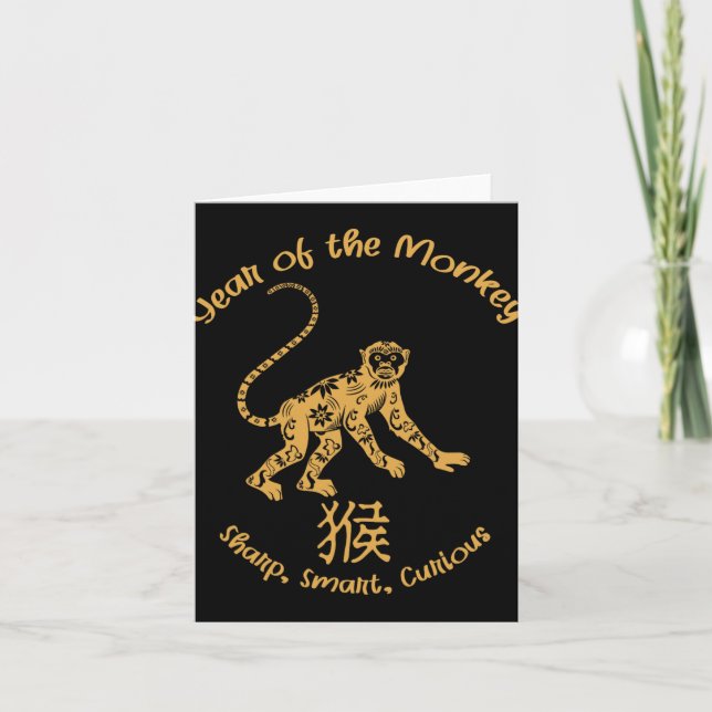 Year Of Monkey Traits Chinese Zodiac Chinese New Y Kort (Framsida)
