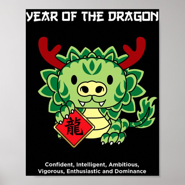 Year Of The Dragon Chinese Zodiac Lunar New Year  Poster (Framsidan)