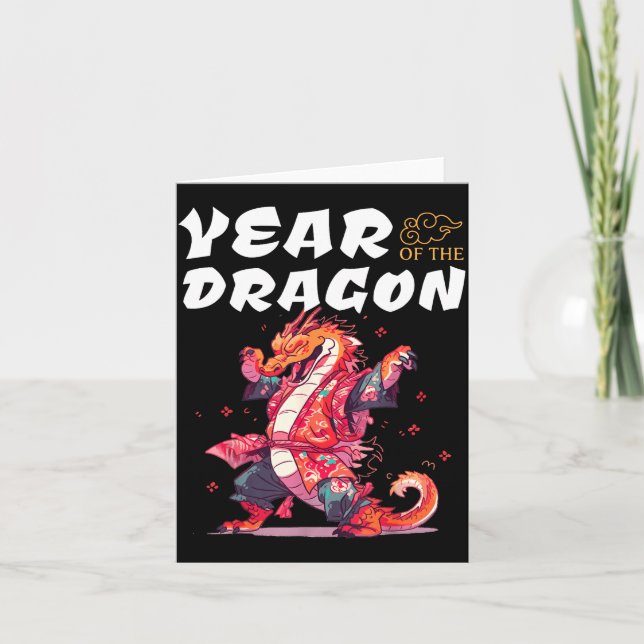 Year Of The Dragon Funny Dragons Chinese Zodiac Si Kort (Framsida)