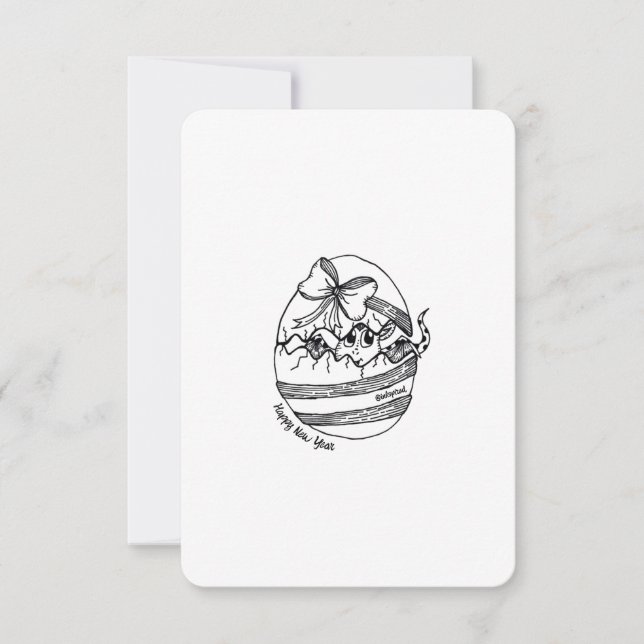 Year of the Dragon, Happy New Year, Cute Flat Card (Framsida)