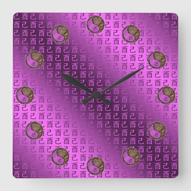 Year of the Earth Rooster Fyrkantig Klocka (Framsida)