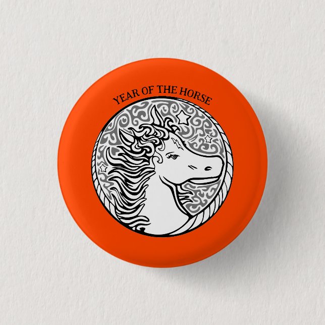 Year of the Fiery Horse Button Knapp (Framsida)