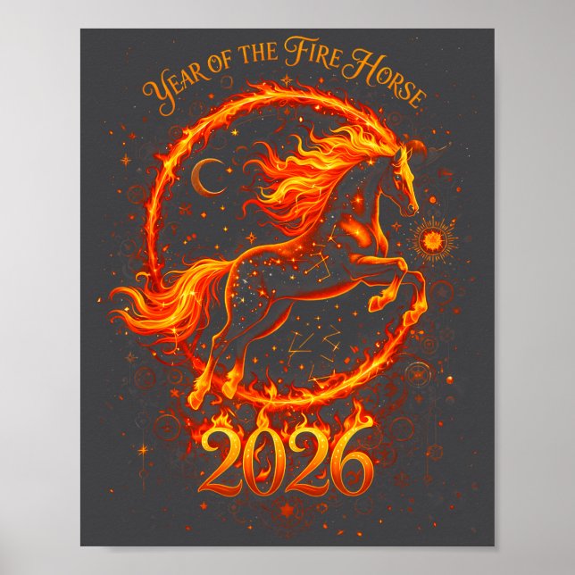 Year Of The Fire Horse 2026 Chinese New Year  Poster (Framsidan)