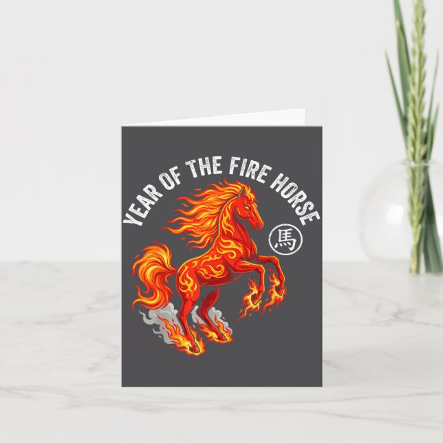 Year Of The Fire Horse 2026 Chinese Zodiac Lunar N Kort (Framsida)