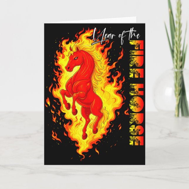 Year Of The Fire Horse Happy Chinese Lunar New Yea Kort (Framsida)