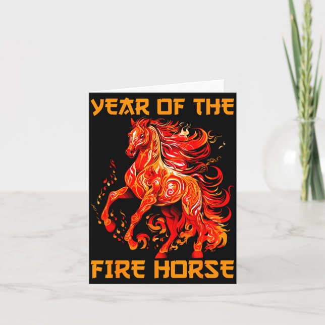 Year Of The Fire Horse Happy Chinese Lunar New Yea Kort (Framsida)