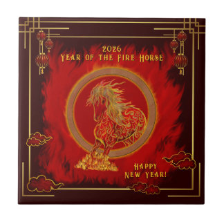 Year of the Fire Horse , Happy Lunar New Year Kakelplatta