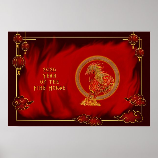 Year of the Fire Horse , Happy Lunar New Year Poster (Framsidan)