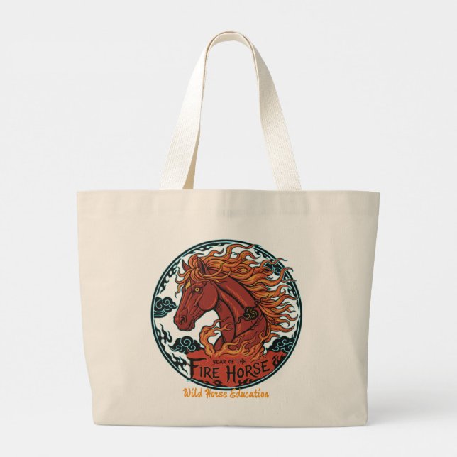 Year of the Fire Horse Tote Bag Jumbo Tygkasse (Baksida)