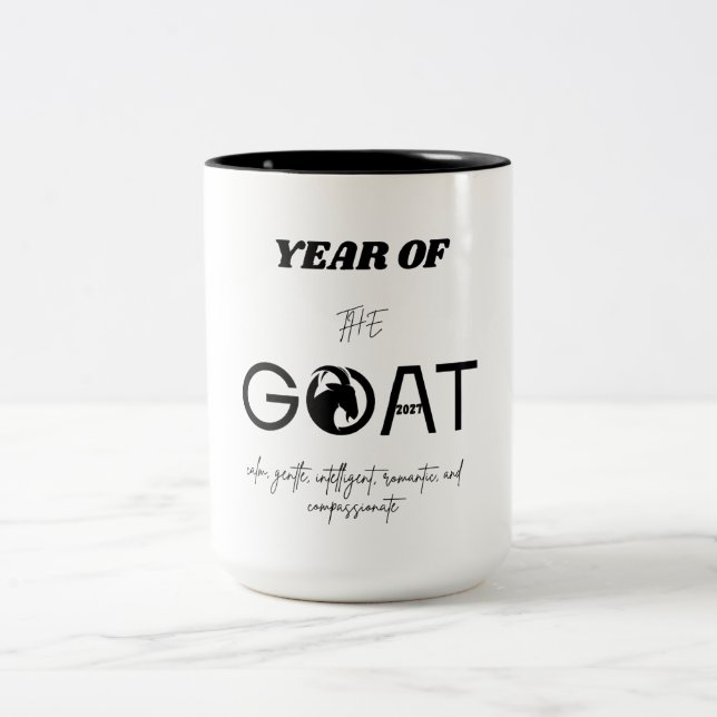 Year of the Goat 2027 with Characteristics Två-Tonad Mugg (Center)