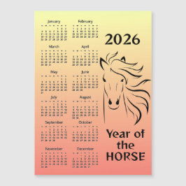 Year of the Horse 2026 Calendar Magnetic Card