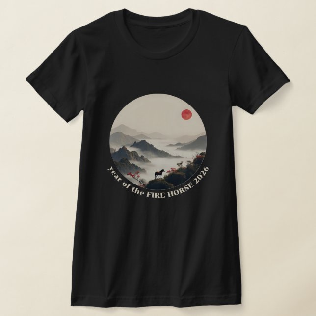Year of the Horse 2026 Chinese Mountain New Year T Shirt (Laydown)