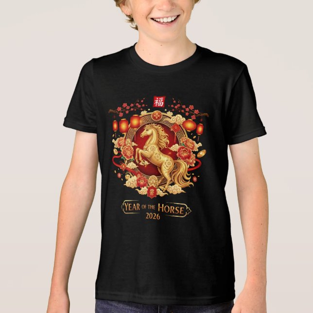 Year Of The Horse 2026 Chinese New Year 2026 T Shirt (Framsida)