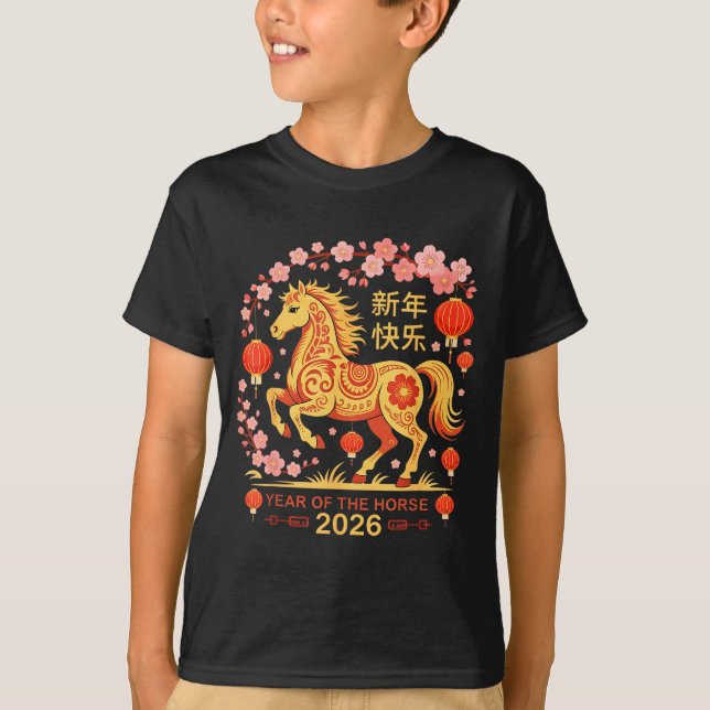 Year Of The Horse 2026 - Chinese New Year 2026  T Shirt (Framsida)