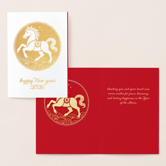 Year of the Horse 2026 Chinese New Year  Folierat Kort (Display)