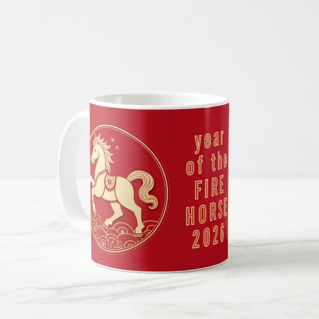 Year of the Horse 2026 Chinese New Year  Kaffemugg (Framsida vänster)