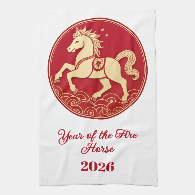 Year of the Horse 2026 Chinese New Year  Kökshandduk (Vertikal)