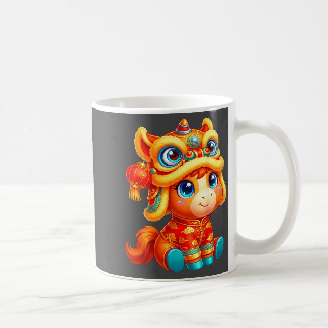 Year Of The Horse 2026 Chinese New Year Lion Dance Kaffemugg (Höger)
