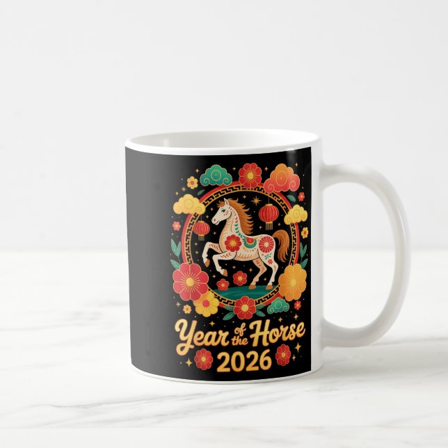 Year Of The Horse 2026 Chinese New Year Men Women  Kaffemugg (Höger)