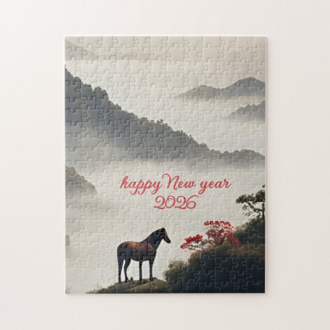 Year of the Horse 2026 Chinese New Year Mountain  Pussel (Vertikal)