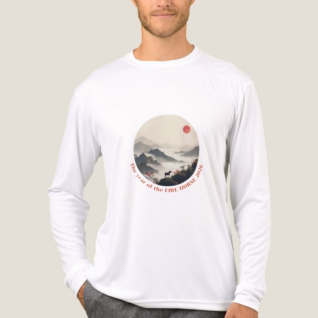 Year of the Horse 2026 Chinese New Year Mountain T Shirt (Framsida)