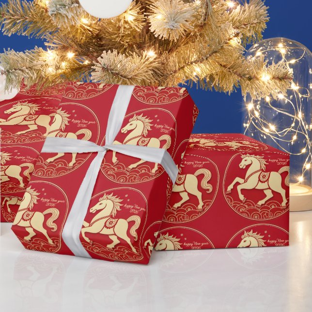 Year of the Horse 2026 Chinese New Year  Presentpapper (Helgdagar)