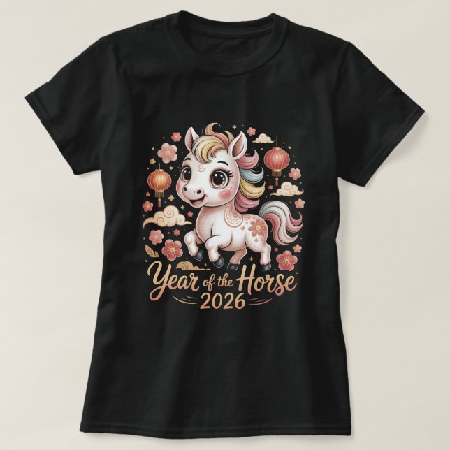 Year of the Horse 2026 Chinese New Year Shirt Cute T Shirt (Design framsida)