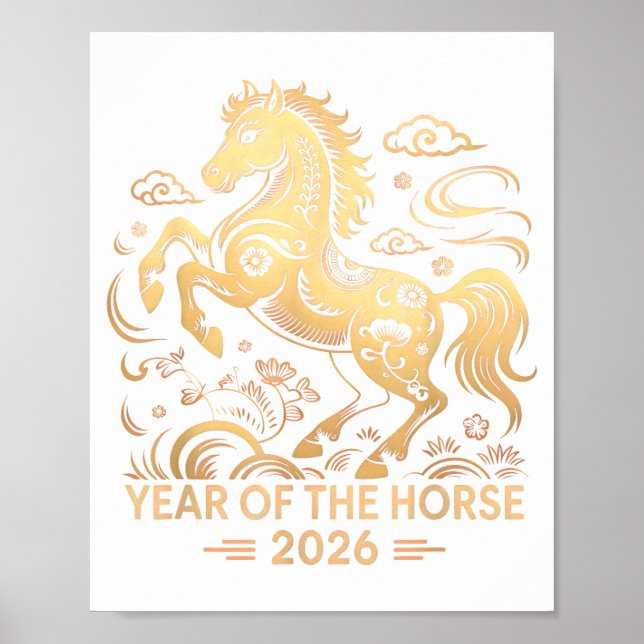 Year Of The Horse 2026 Chinese Zodiac Culture  Poster (Framsidan)