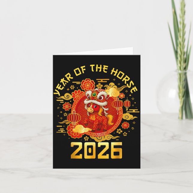 Year Of The Horse 2026 Family Matching Mens Womens Kort (Framsida)