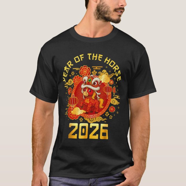 Year Of The Horse 2026 Family Matching Mens Womens T Shirt (Framsida)