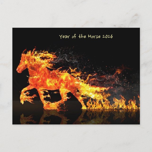 Year of the Horse 2026 (Fire Horse) Helg Vykort (Framsida)