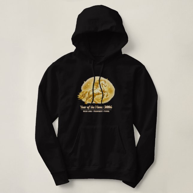 Year of the Horse 2026 Gold Energy Hoodie – Chines T Shirt (Design framsida)