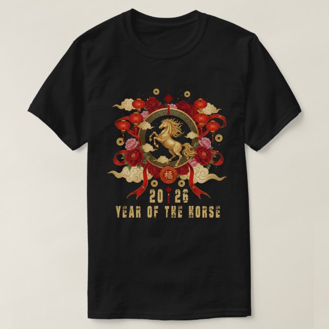 Year of The Horse 2026 Lunar Chinese New Year T Shirt (Design framsida)