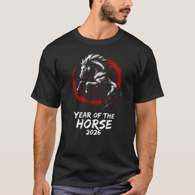 Year Of The Horse 2026 Lunar Chinese New Year T Shirt (Framsida)