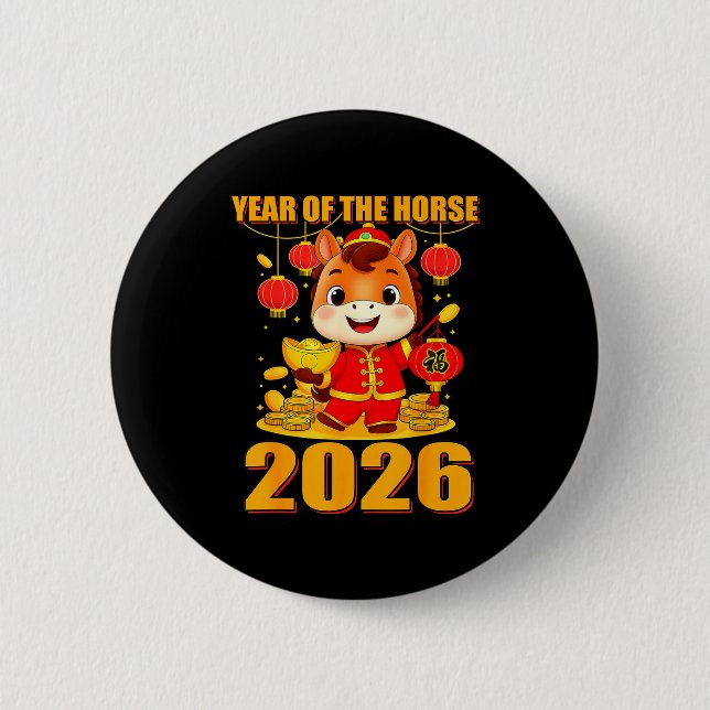 Year Of The Horse 2026 Lunar New Year Chinese  Knapp (Framsida)