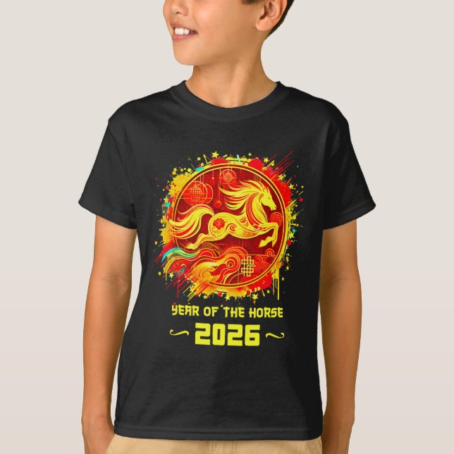 Year Of The Horse 2026 Lunar New Year Chinese New  T Shirt (Framsida)