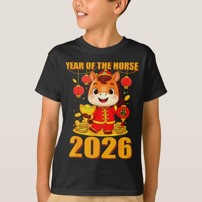 Year Of The Horse 2026 Lunar New Year Chinese  T Shirt (Framsida)