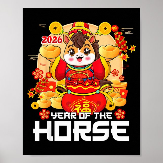 Year Of The Horse 2026 Lunar New Year Chinese Zodi Poster (Framsidan)