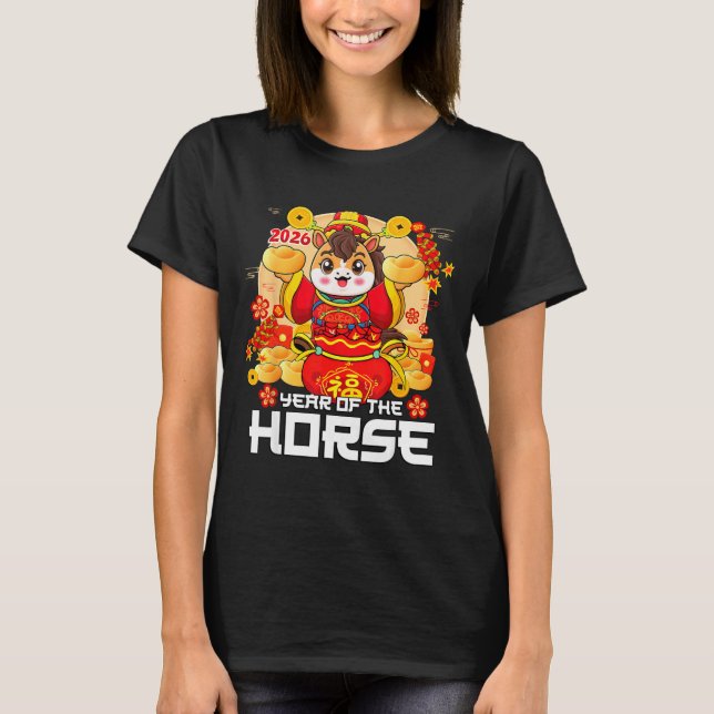 Year Of The Horse 2026 Lunar New Year Chinese Zodi T Shirt (Framsida)